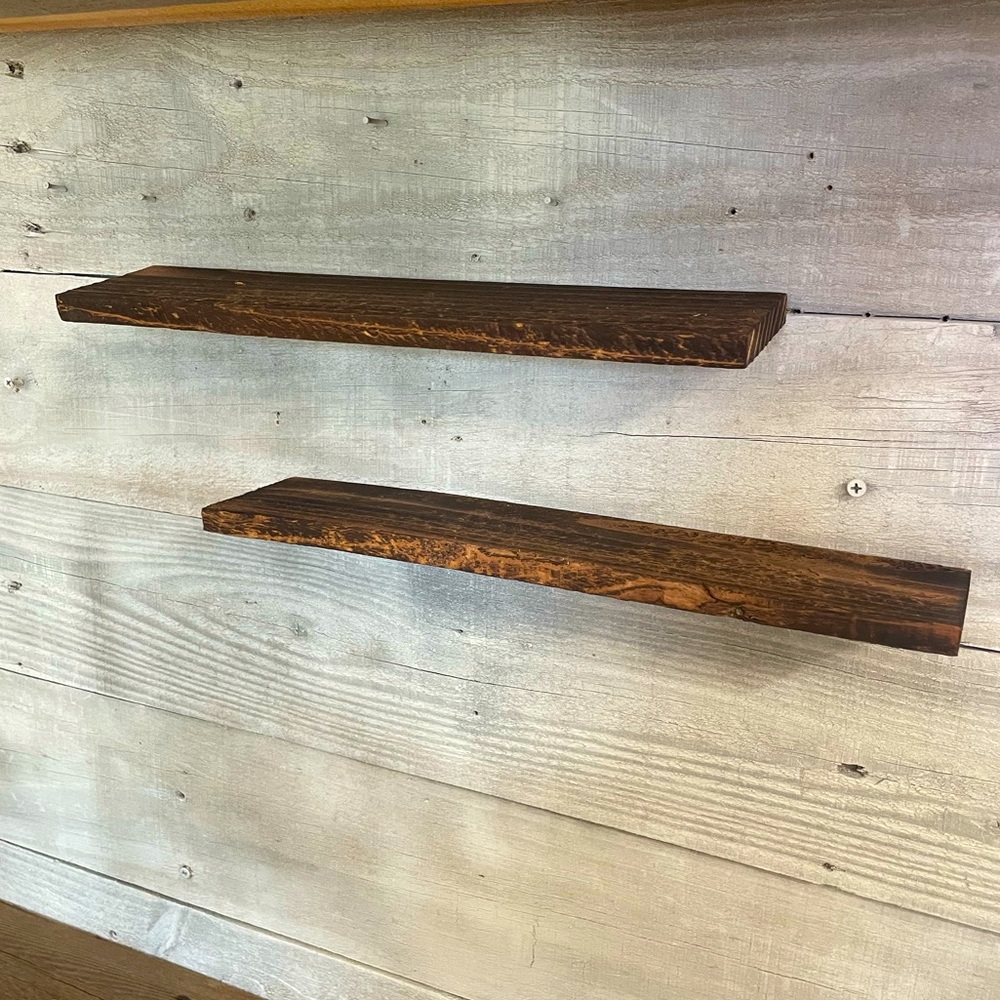Set Of 2 Rustic Floating Shelves